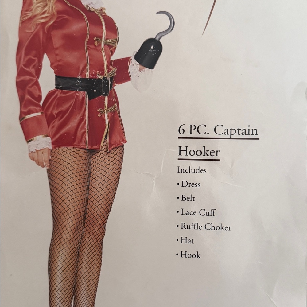 Leg Avenue Red Pirate Halloween Costume with Hat and Hook/Size Small - Picture 12 of 16